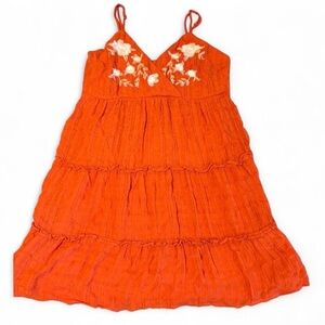 Embroidered Orange Tiered Sundress